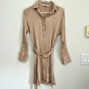 Zara gold dress with belt, excellent condition